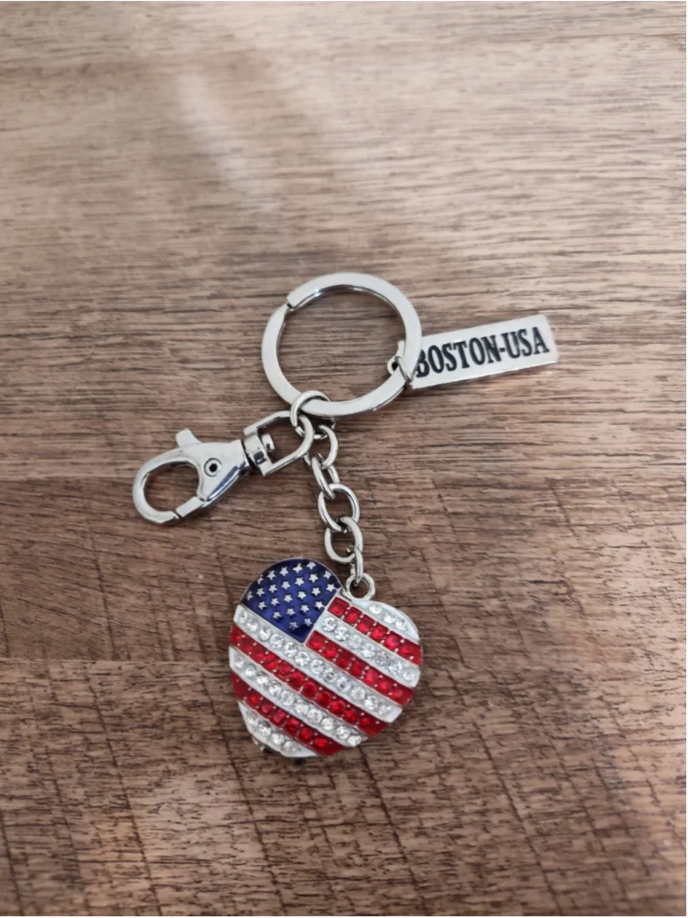 Women's Unbranded Boston USA Heart Keychain One Size Silver Red Blue 250 Year